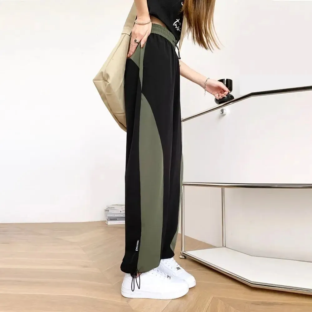 Harajuku Hip Hop Woman Clothing Sweatpants High Waist Drawstring Contrast Color Streetwear Fashion Loose Sports Casual Trousers