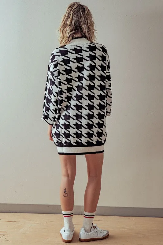 Heavy Knit Houndstooth Sweater Dress