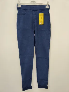 High Waisted Denim Jeggings - Blue