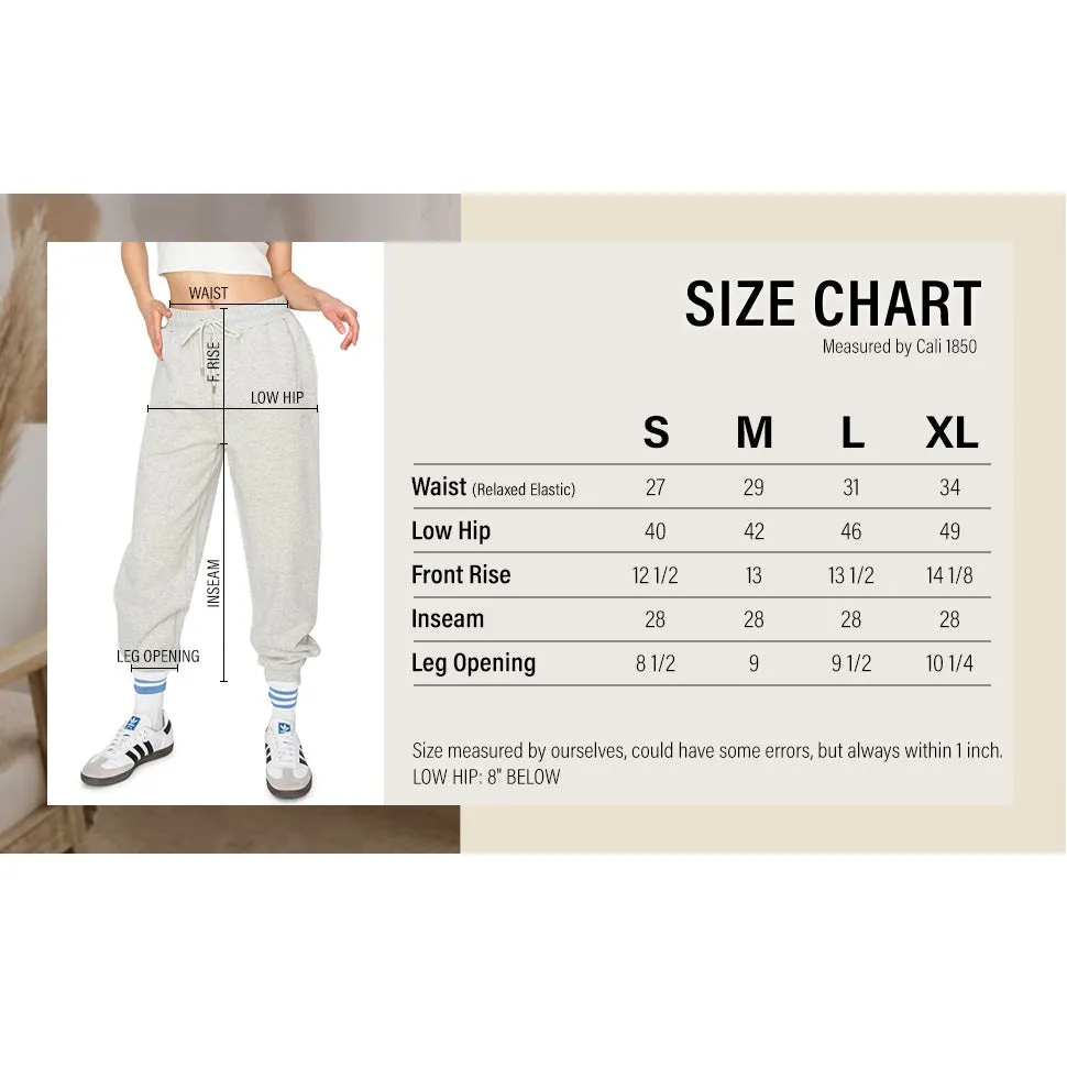 High Waisted Jogger Sweatpants With Los Angeles Embroidery - Oatmeal
