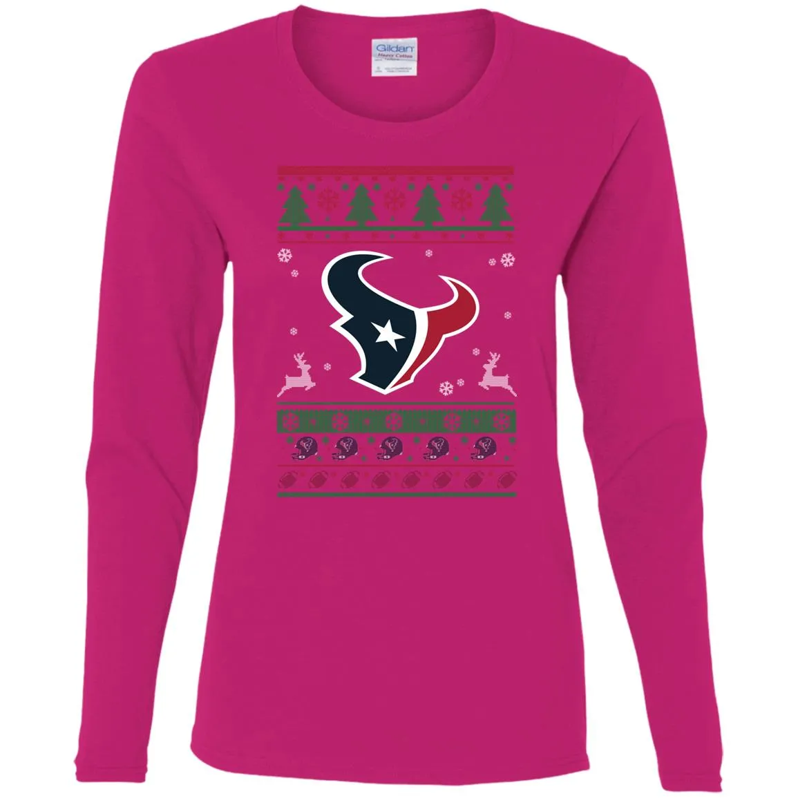 Houston Texans Logo Football Teams Ugly Christmas Sweater Women Long Sleeve Shirt