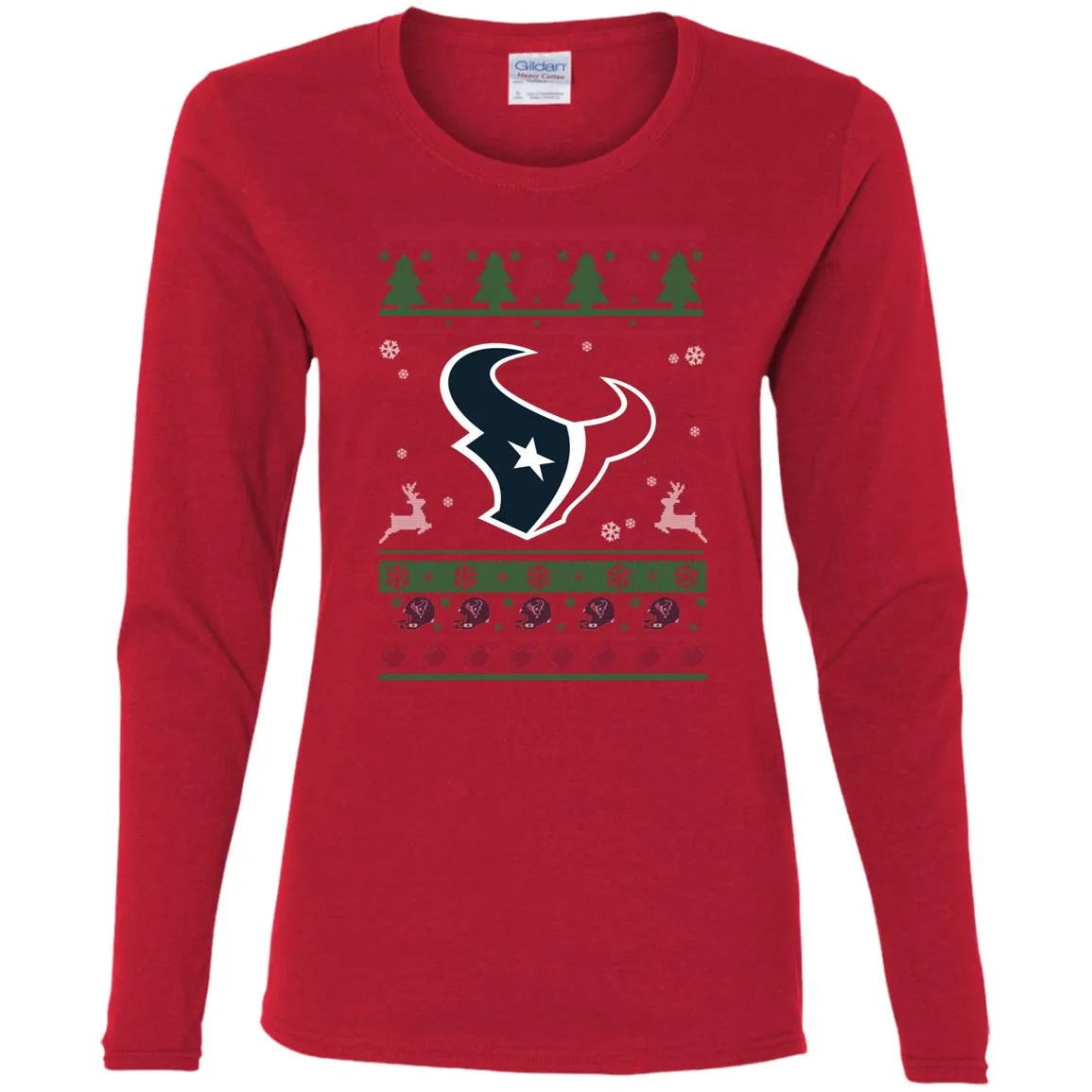 Houston Texans Logo Football Teams Ugly Christmas Sweater Women Long Sleeve Shirt