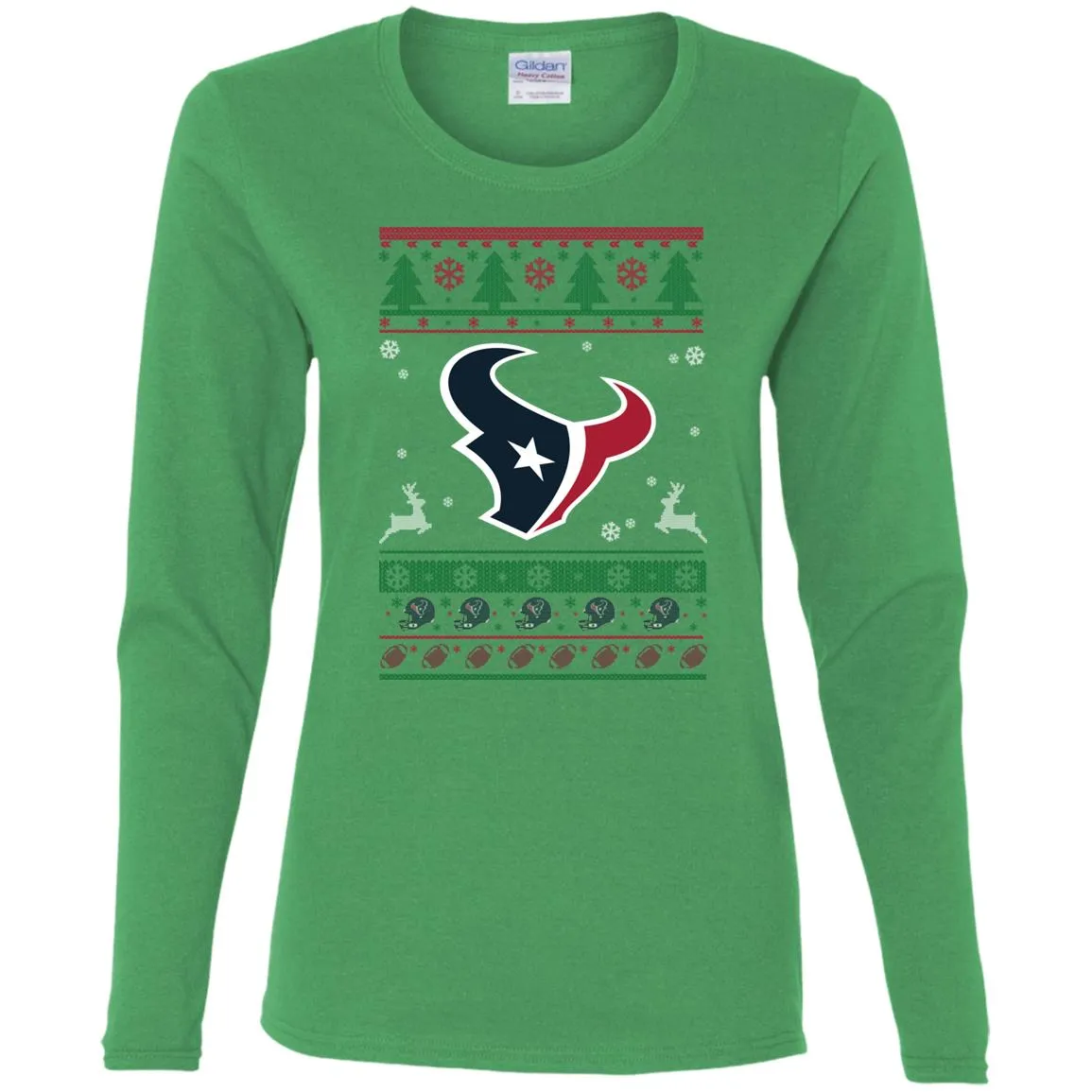 Houston Texans Logo Football Teams Ugly Christmas Sweater Women Long Sleeve Shirt