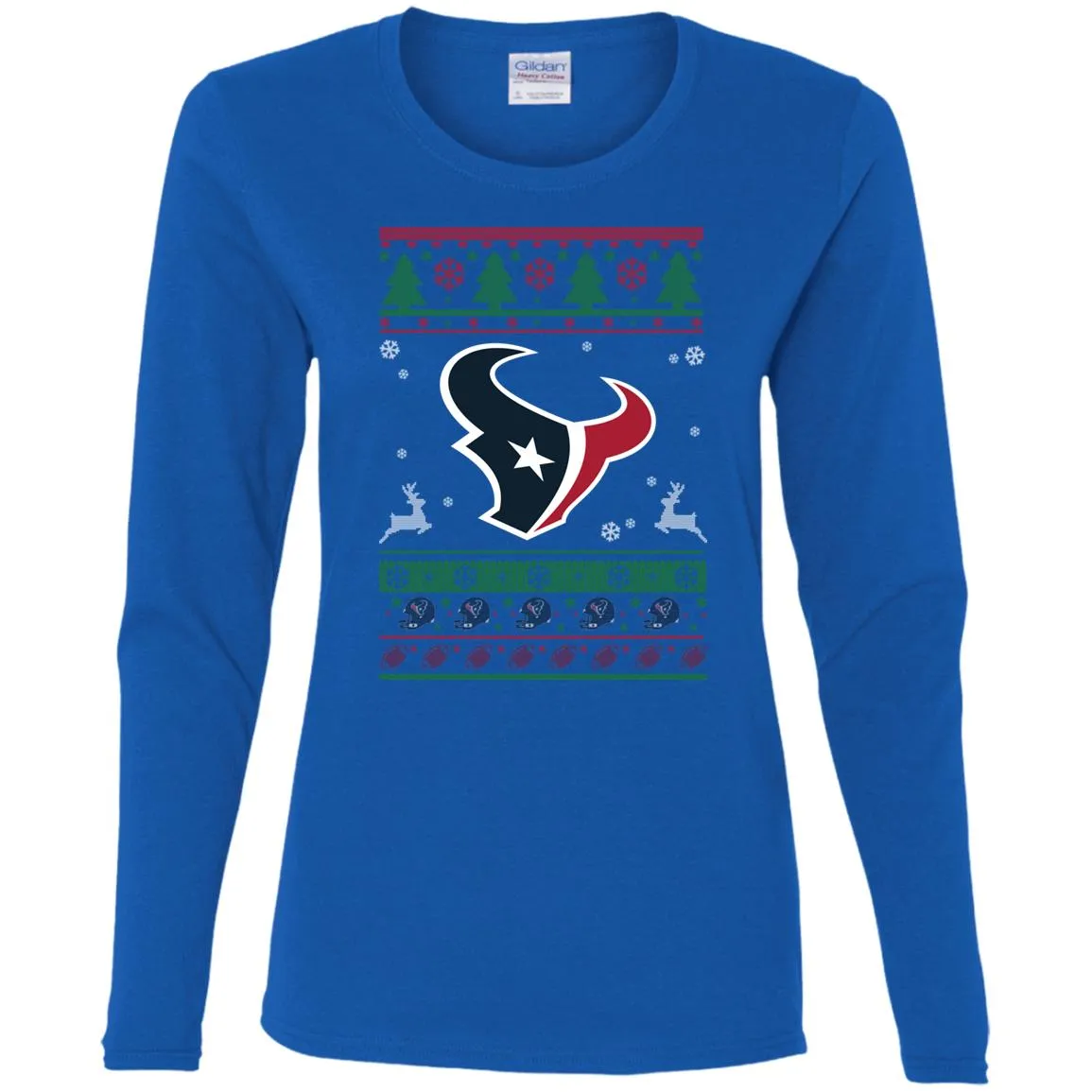 Houston Texans Logo Football Teams Ugly Christmas Sweater Women Long Sleeve Shirt