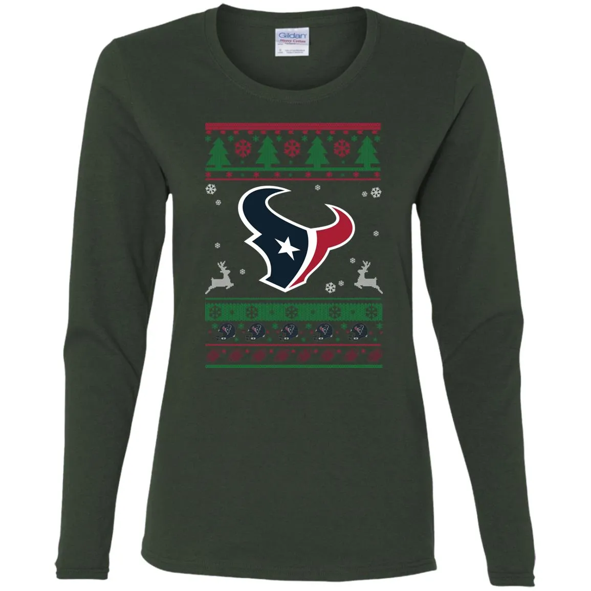 Houston Texans Logo Football Teams Ugly Christmas Sweater Women Long Sleeve Shirt