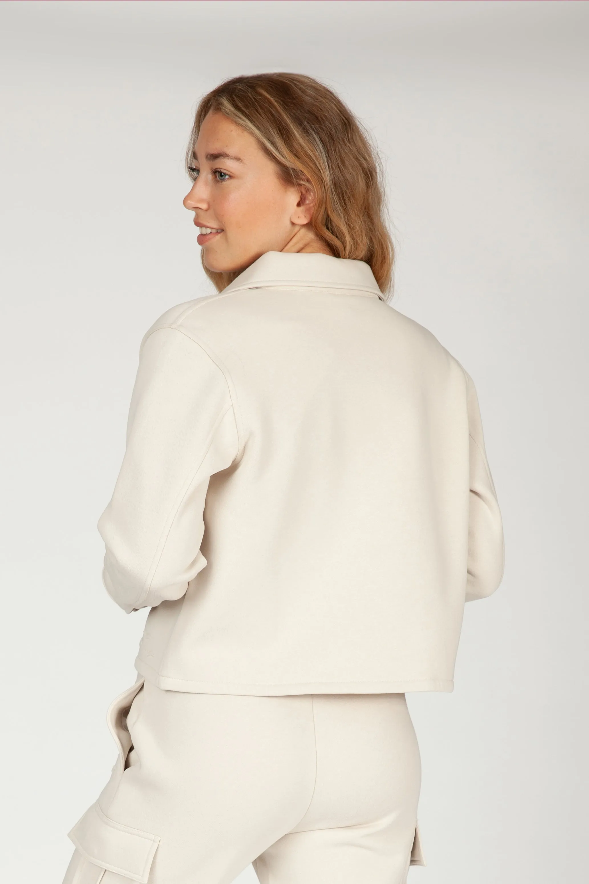 Jenni premium fleece relaxed overshirt in bone