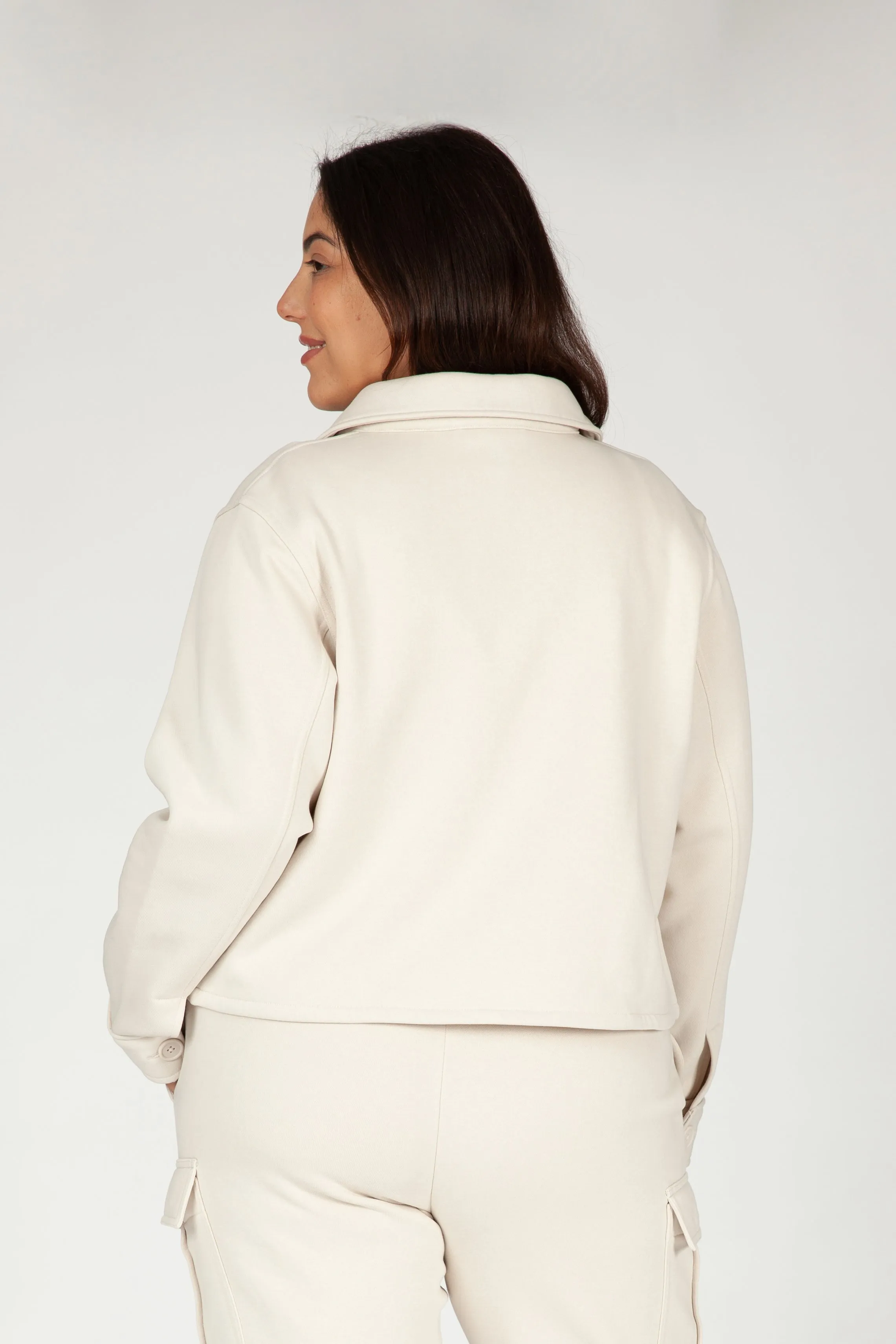 Jenni premium fleece relaxed overshirt in bone