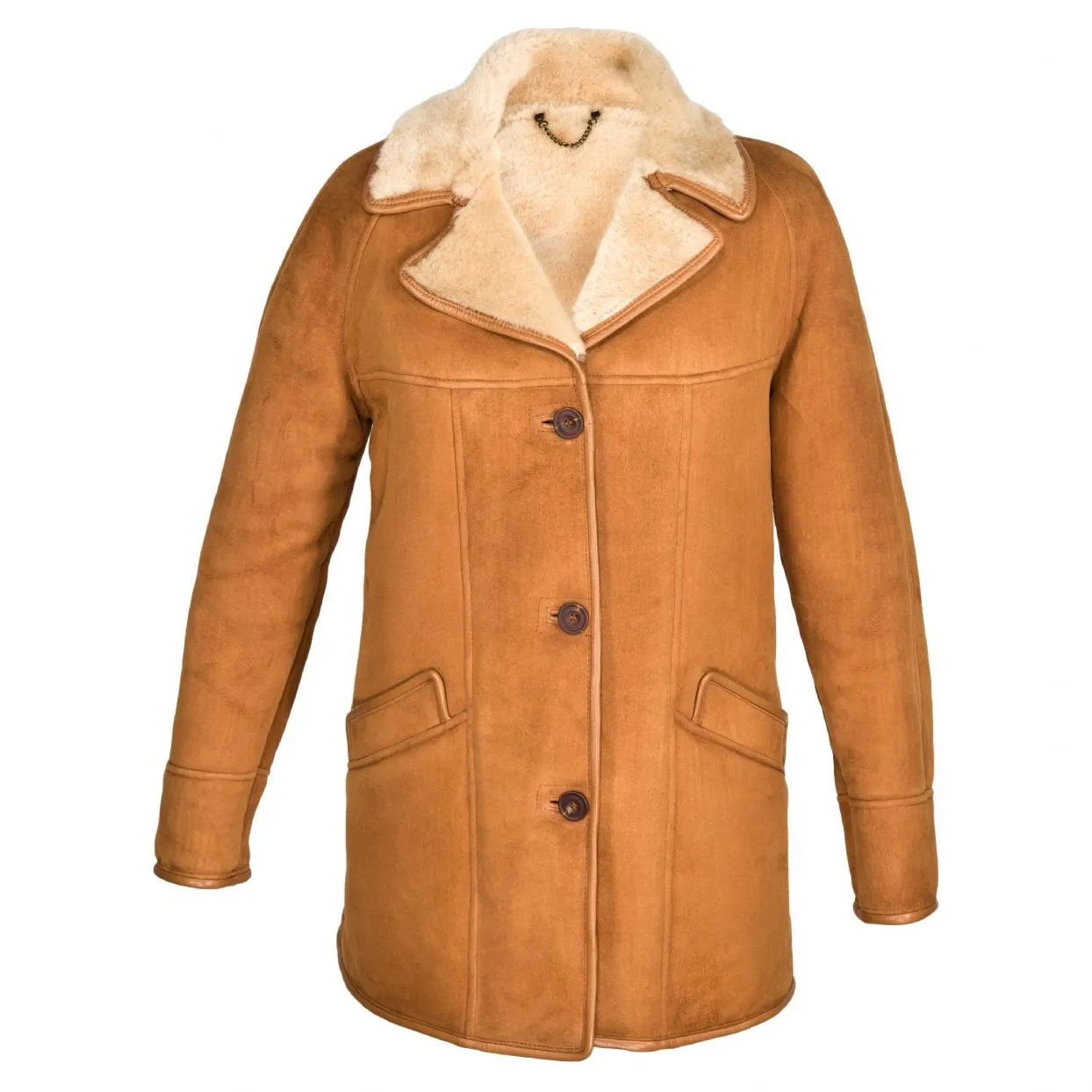 Ladies April Suede Sheepskin Coat - Tan