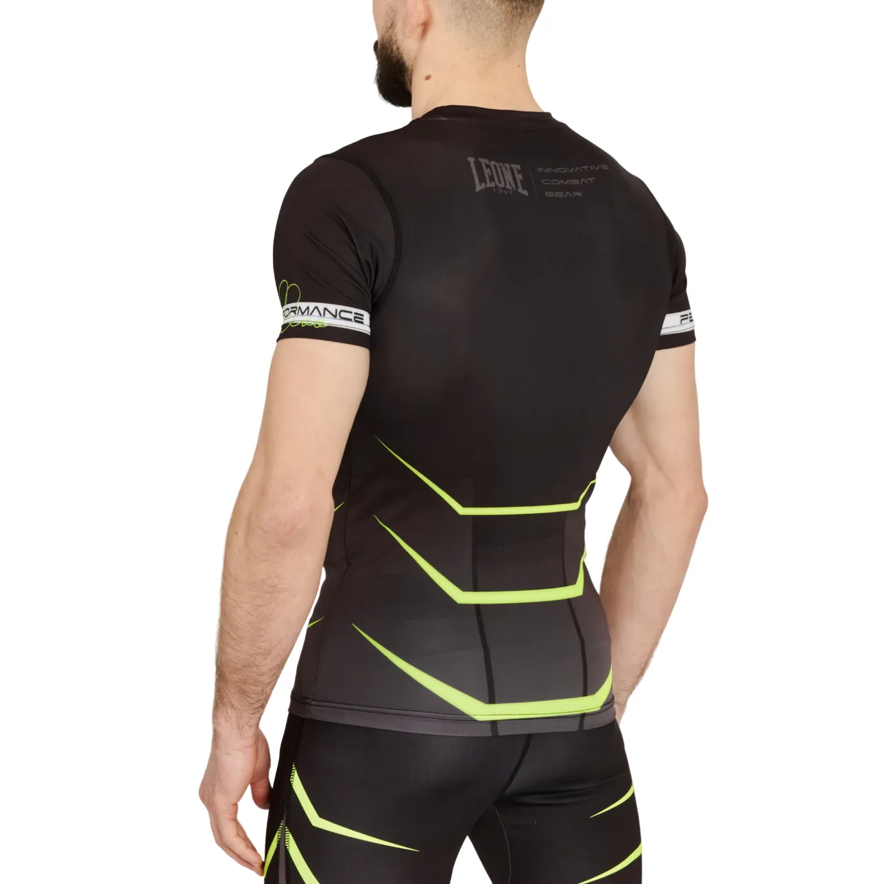 Leone maglia manica corta Rashguard Revo AB927F nero-fluo