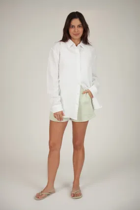 Lightweight cotton gauze button down shirt in bright white