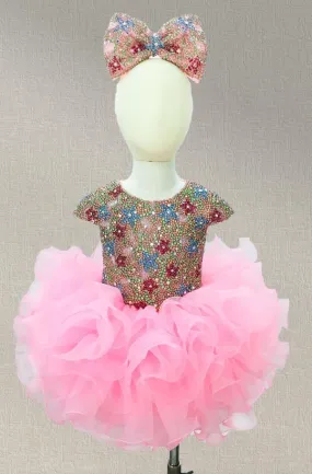 Little GIrls Gorgeous Pink Cupcake Pageant Dress