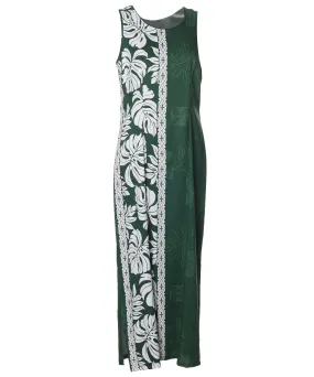 Long Maxi Hawaiian Dress Prince Kuhio Green