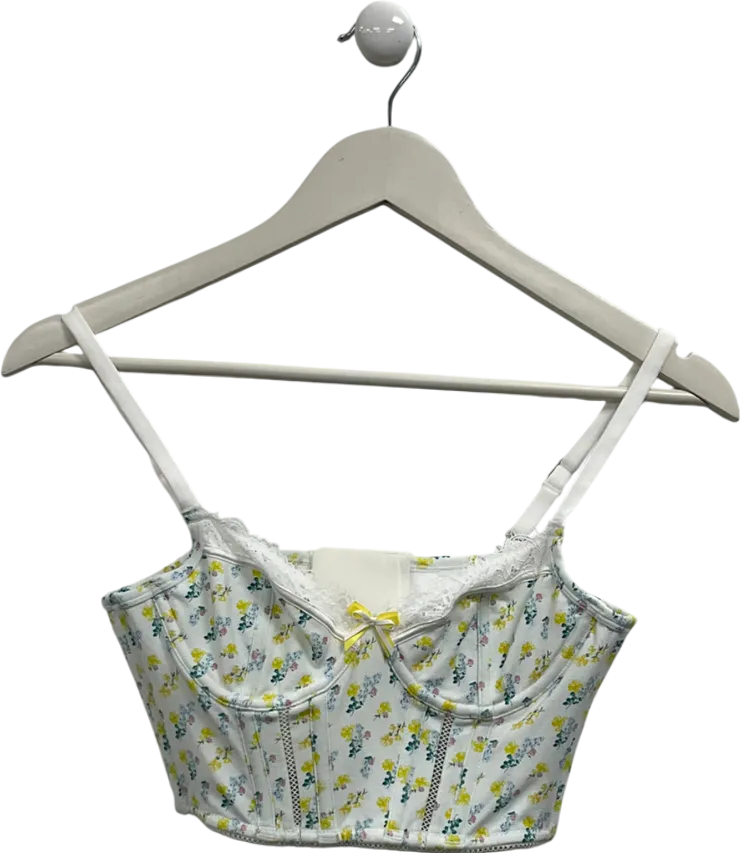 Lounge Underwear White Floral Print Cropped Cami UK 32A