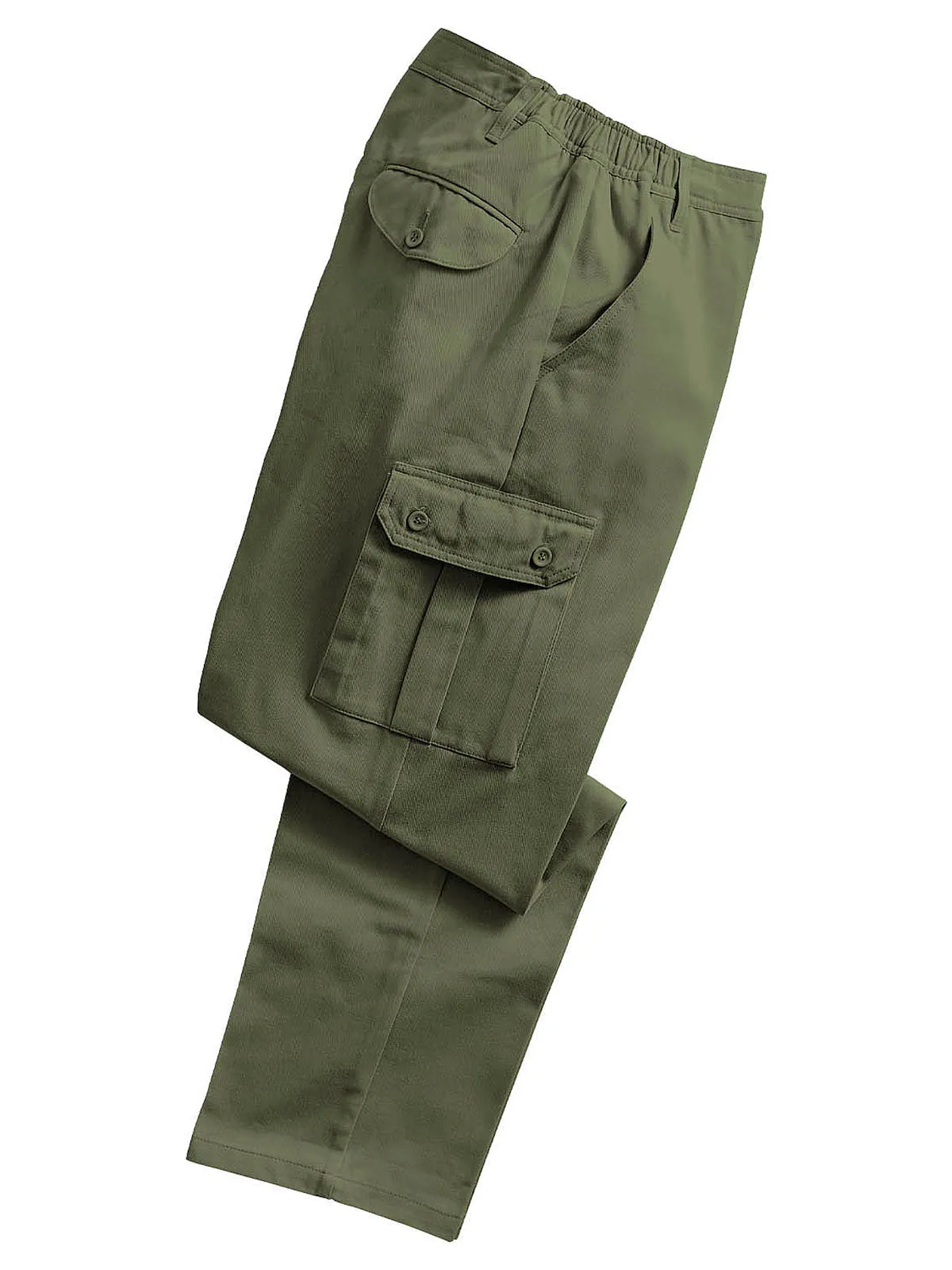 Mens Khaki Pure Cotton Cargo Trousers