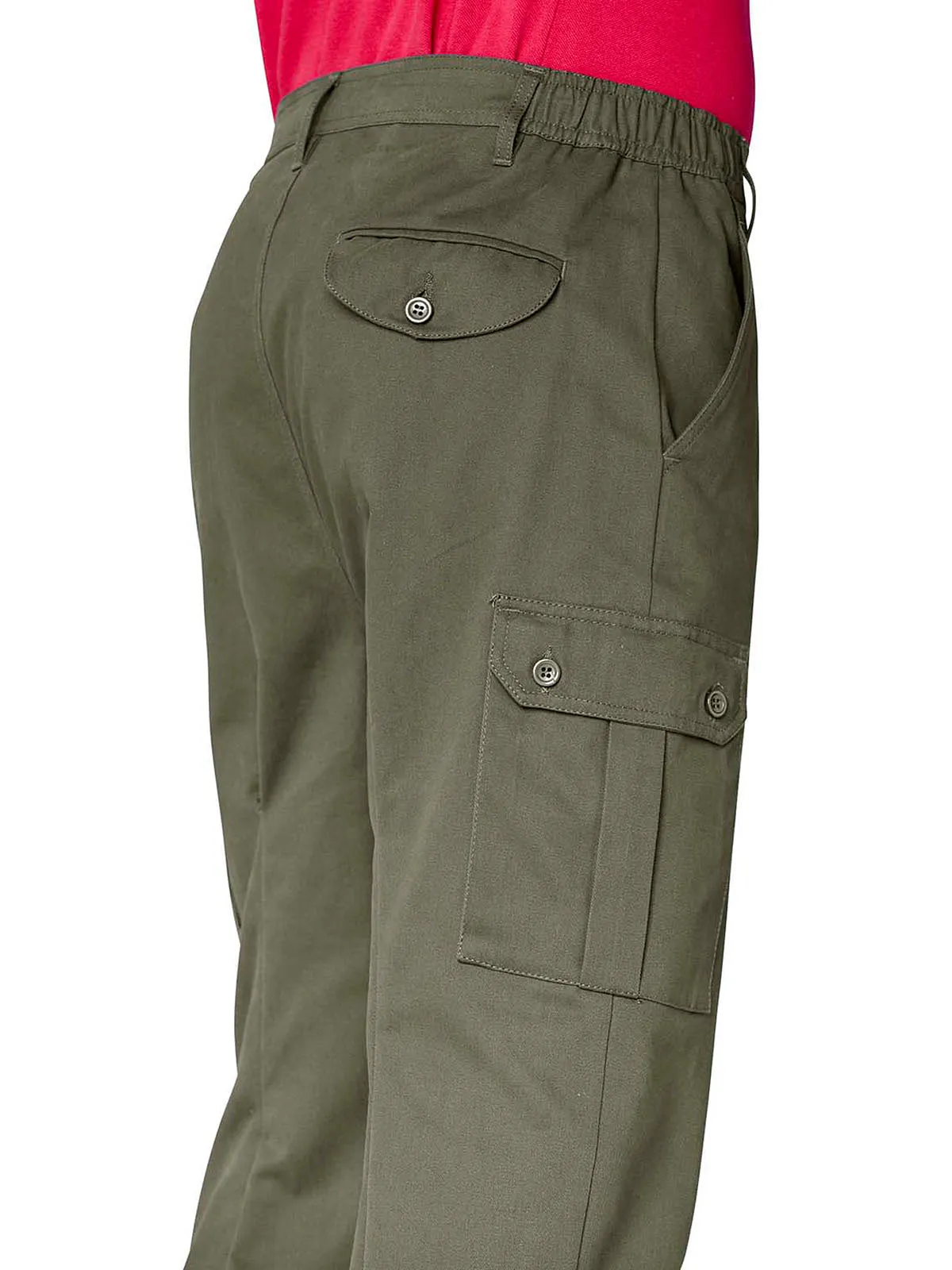 Mens Khaki Pure Cotton Cargo Trousers