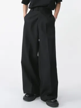 Men's Pants Wear Spring New Casual Trousers Medium Waist Male Trousers Loose Wide Legs Simple  Solid Color