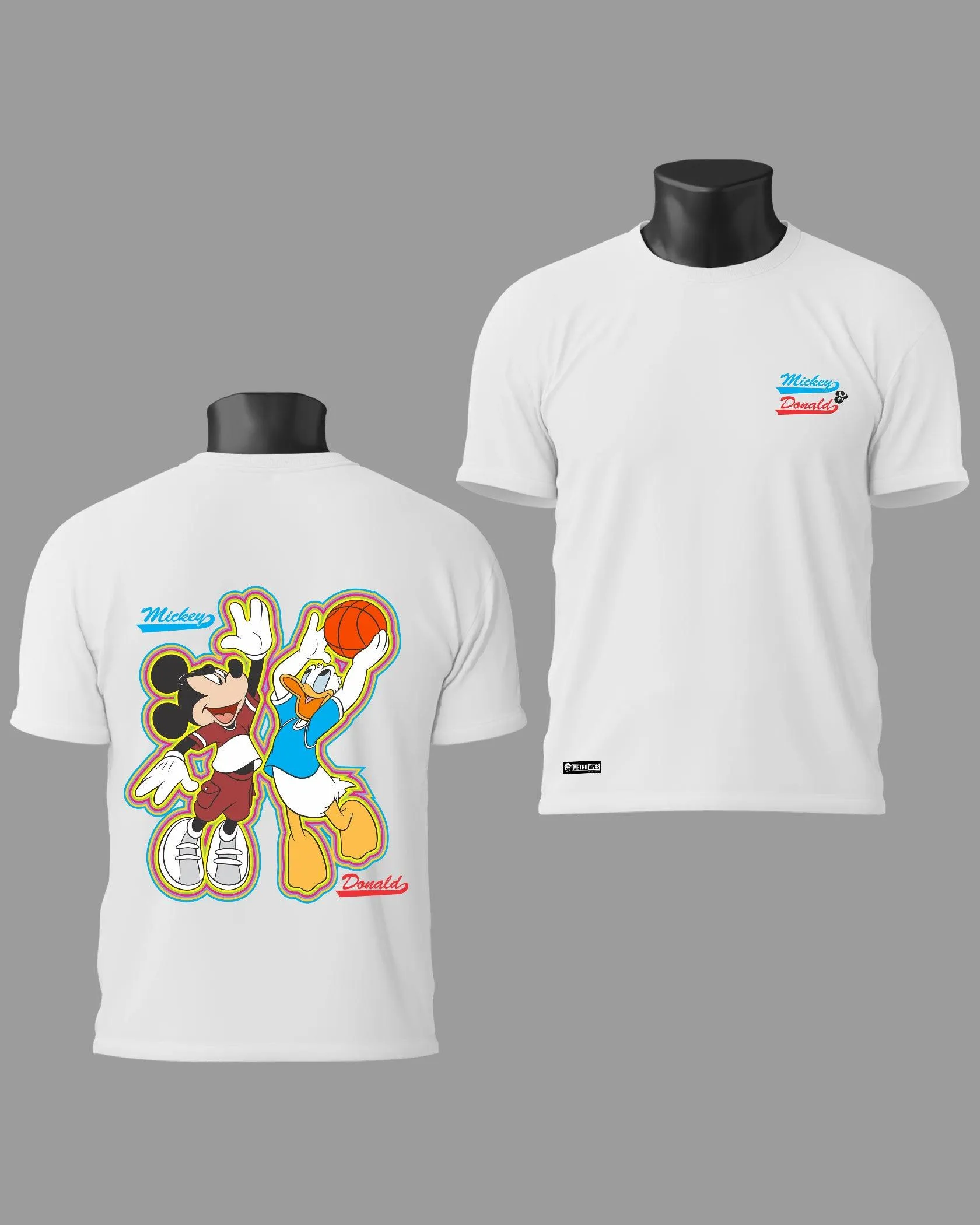Mens Regular Tshirt Cartoon Disney Micky & Donald