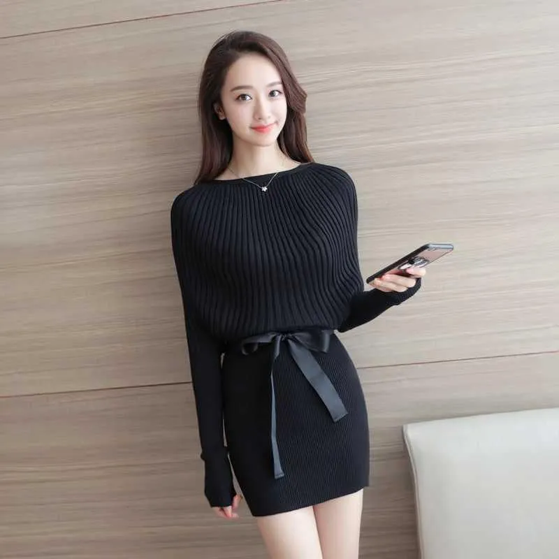 Mid-length Dress Hip Pullover Loose Sweater Skirt