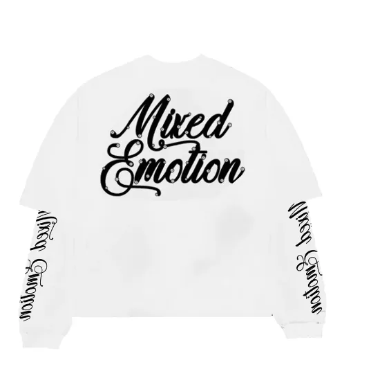 MIXED EMOTION T-Shirt - “Blur” Thermal Long Sleeve-WHITE