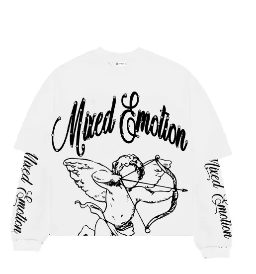 MIXED EMOTION T-Shirt - “Blur” Thermal Long Sleeve-WHITE