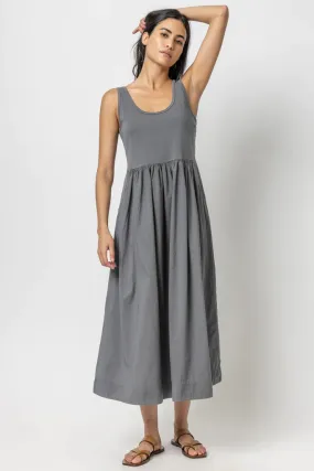 Mixed Media Maxi Dress - Granite