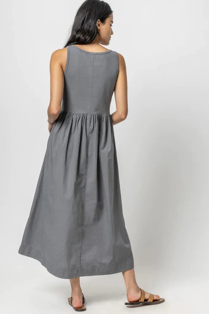 Mixed Media Maxi Dress - Granite