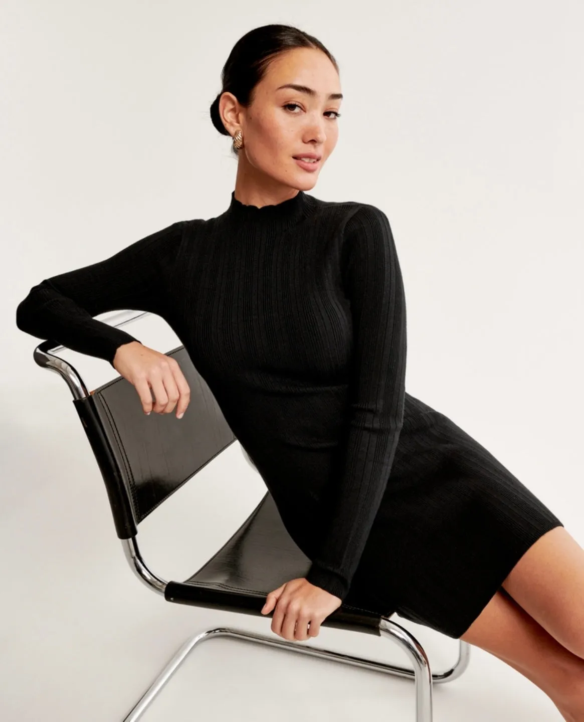 Mockneck Mini Sweater Dress