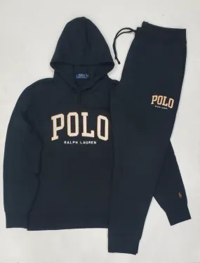 Nwt Polo Ralph Lauren Black Spellout Logo Fleece Sweatsuit