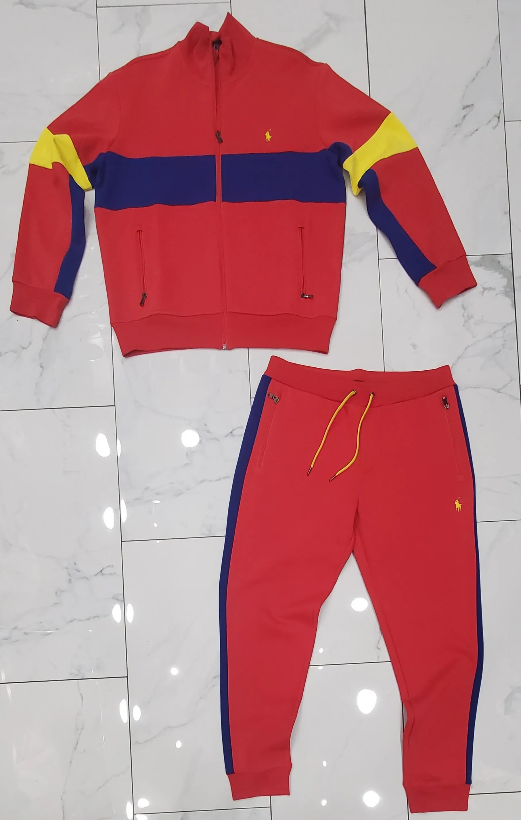 Nwt Polo Ralph Lauren Faded Red/Royal Blue Small Pony Sweatsuit