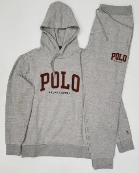 Nwt Polo Ralph Lauren Grey Spellout Logo Fleece Sweatsuit