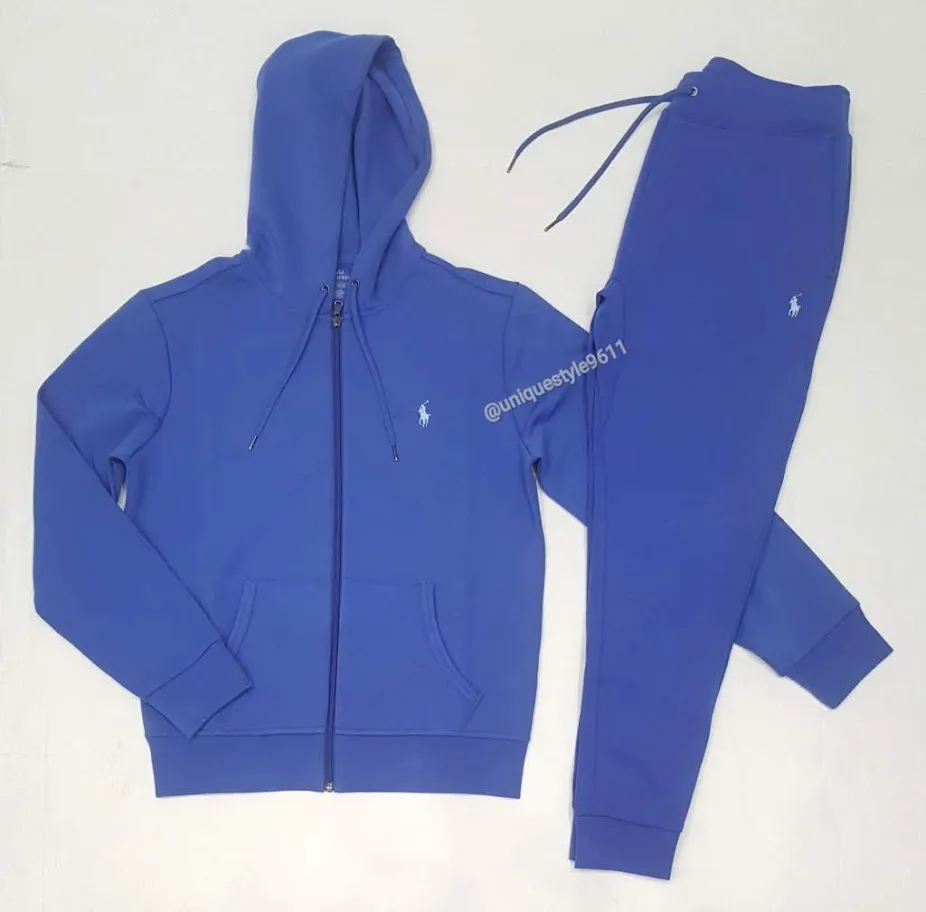 Nwt Polo Ralph Lauren Statue Blue Double Knit Small Pony Sweatsuit