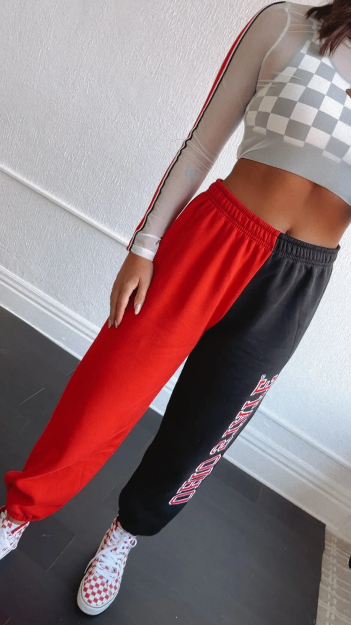 Ohio Two Toned Sweatpants, Red/Black
