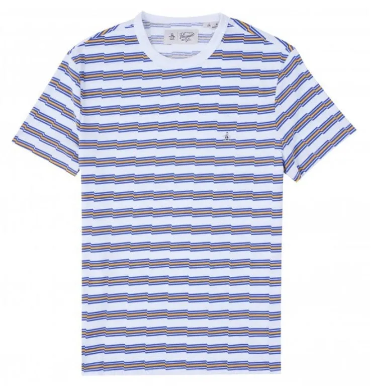 Original Penguin Retro Zig-Zag Stripe T-Shirt - Bright White