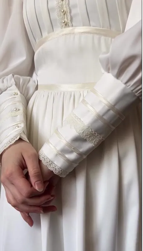 Palace Lace Beaded Lamb Leg Sleeve Maxi Dress