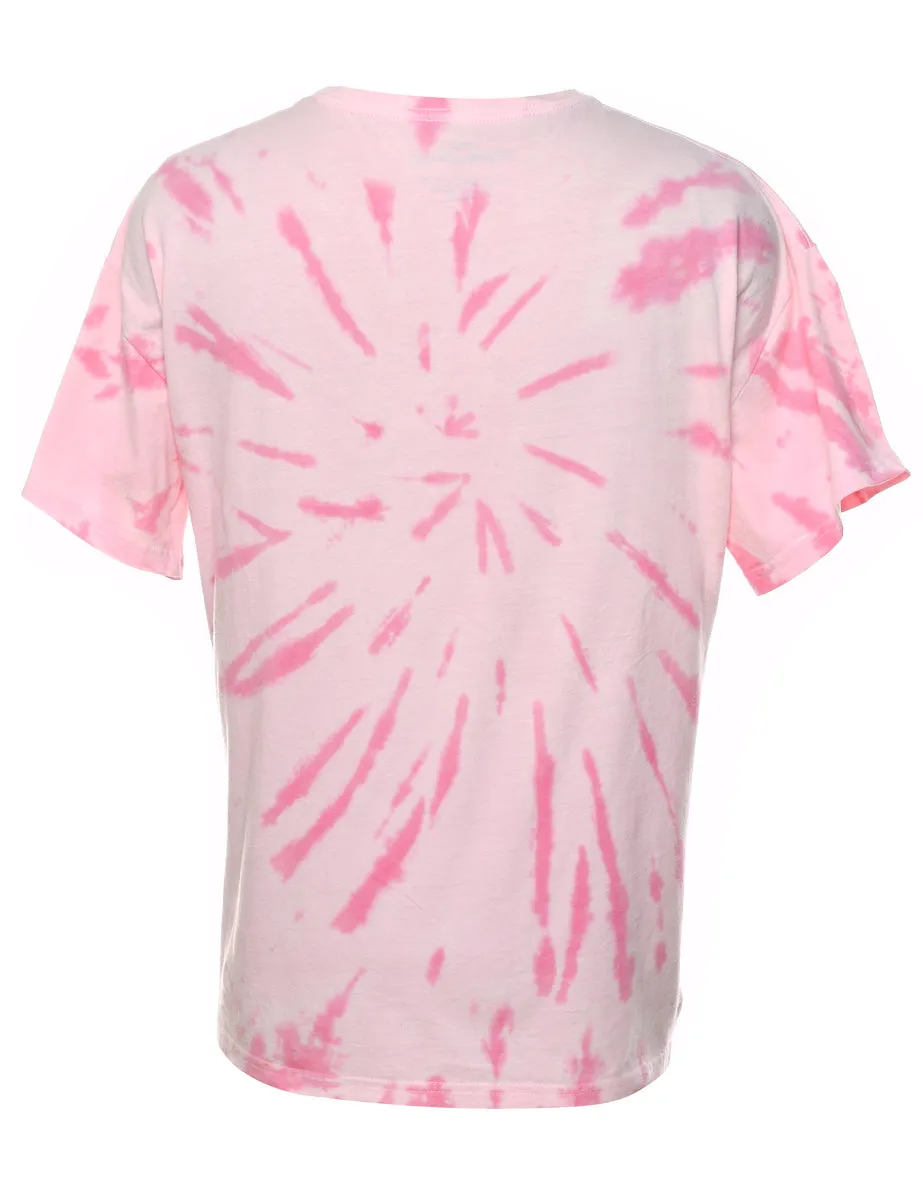Pale Pink & White Rolling Stones Tie Dye T-shirt - S