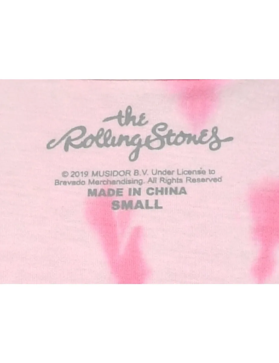 Pale Pink & White Rolling Stones Tie Dye T-shirt - S