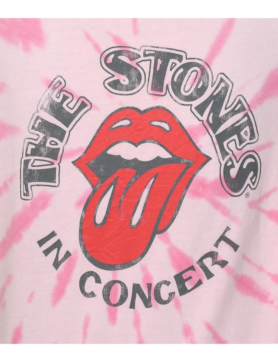 Pale Pink & White Rolling Stones Tie Dye T-shirt - S