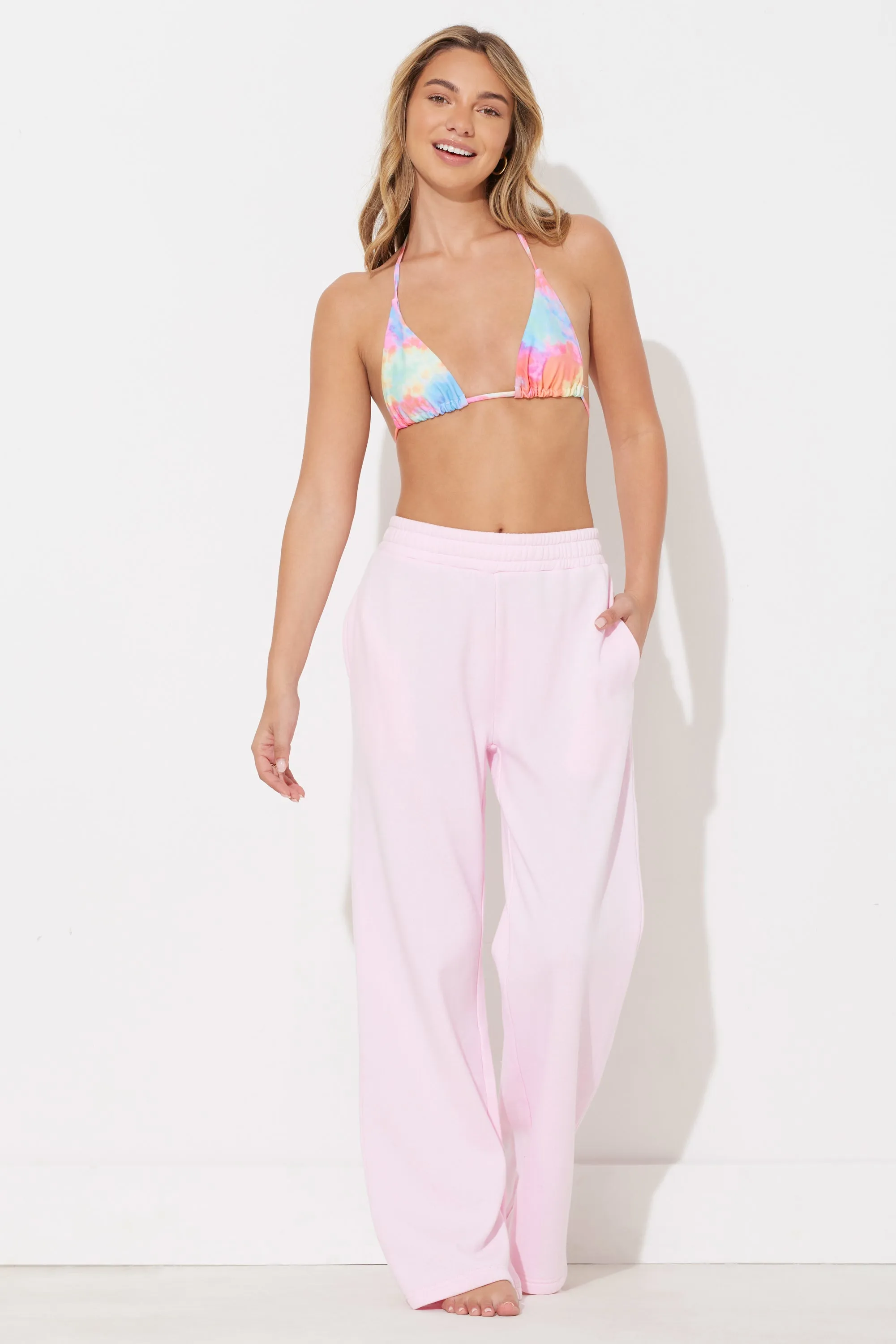 Paradise Pink Surf Wash Wide Leg Pant