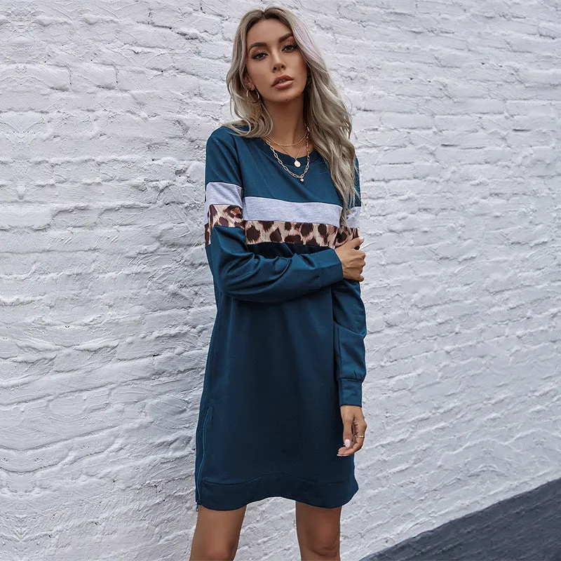 Patchwork Long Sleeve Sweater Dress