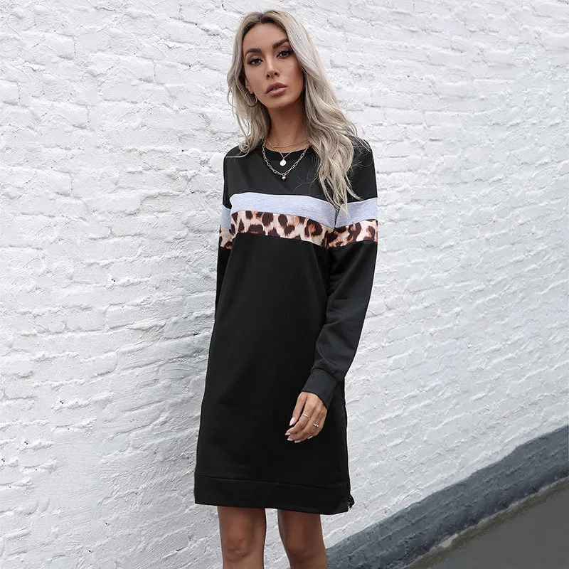 Patchwork Long Sleeve Sweater Dress