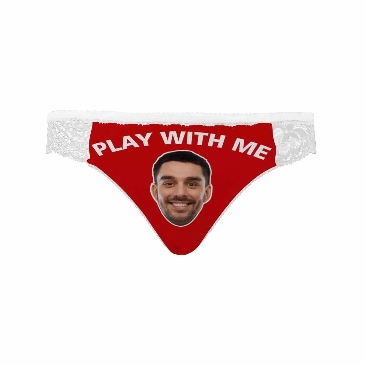 Personalized Face Womens?Panties Custom Play With Me Sexy Underwear Women's Lace Panty