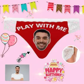 Personalized Face Womens?Panties Custom Play With Me Sexy Underwear Women's Lace Panty