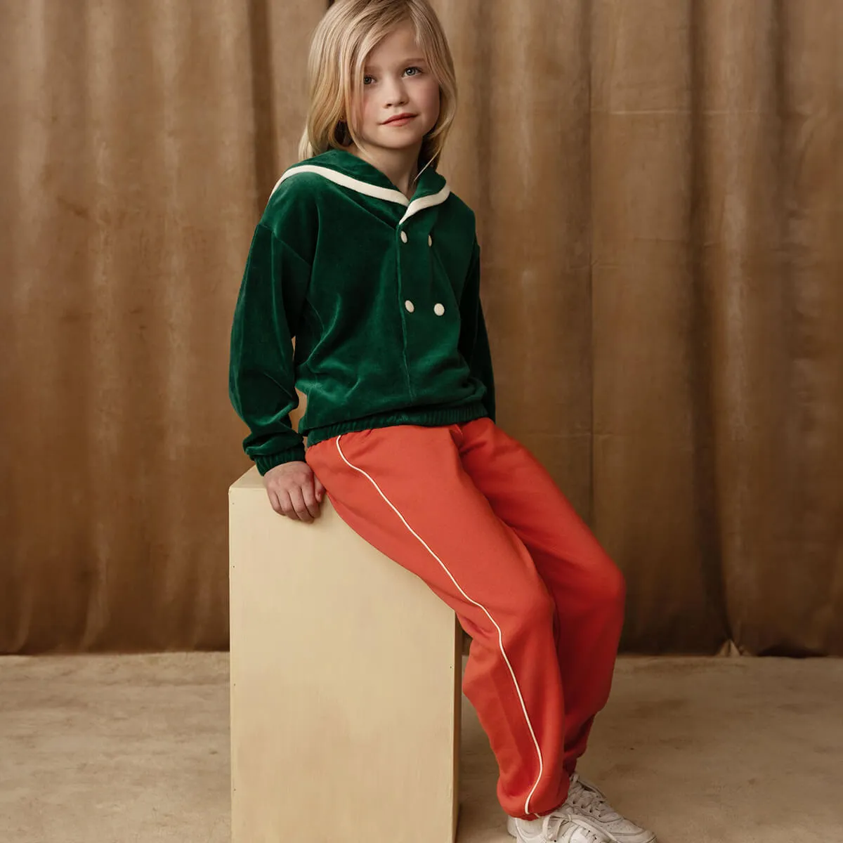 Plain Piping Sweatpants in Red by Mini Rodini