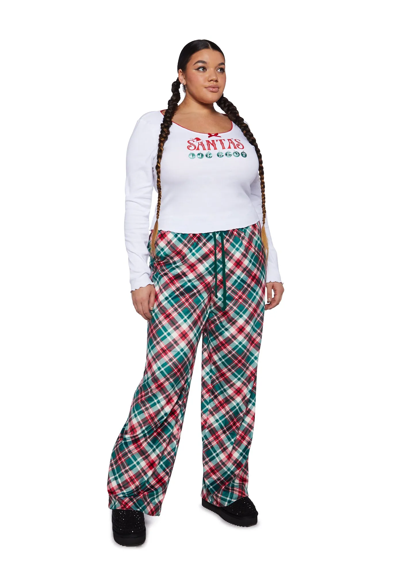 Plus Candy Cane Plaid Sweatpants