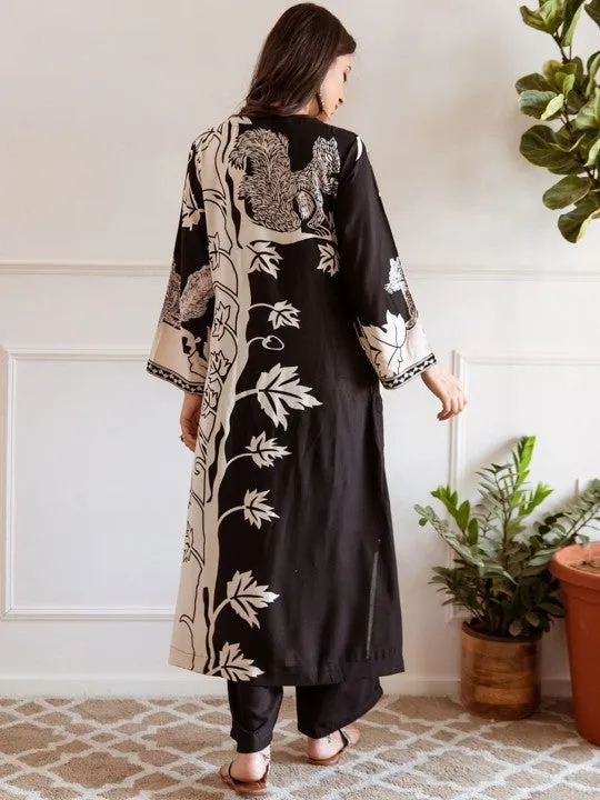 Printed Beads and Stones Pure Cotton Pakistani Style Kurta with Trousers