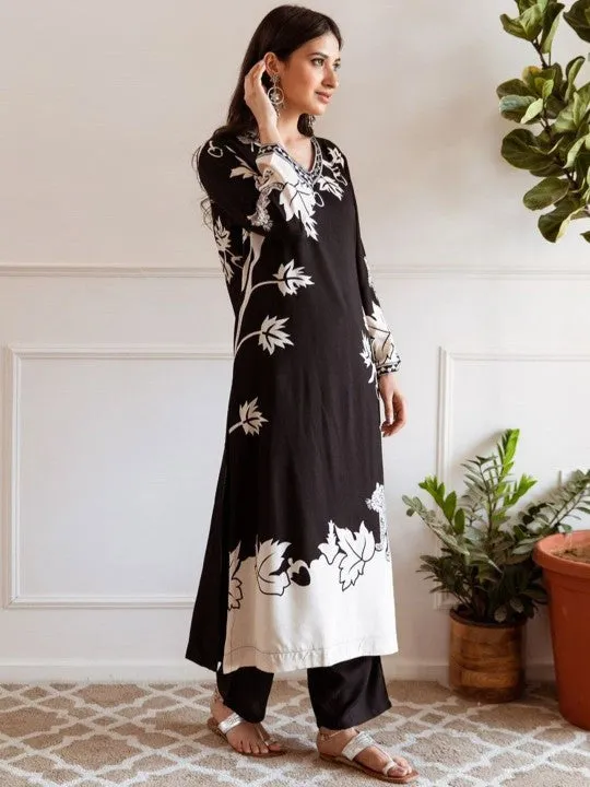 Printed Beads and Stones Pure Cotton Pakistani Style Kurta with Trousers