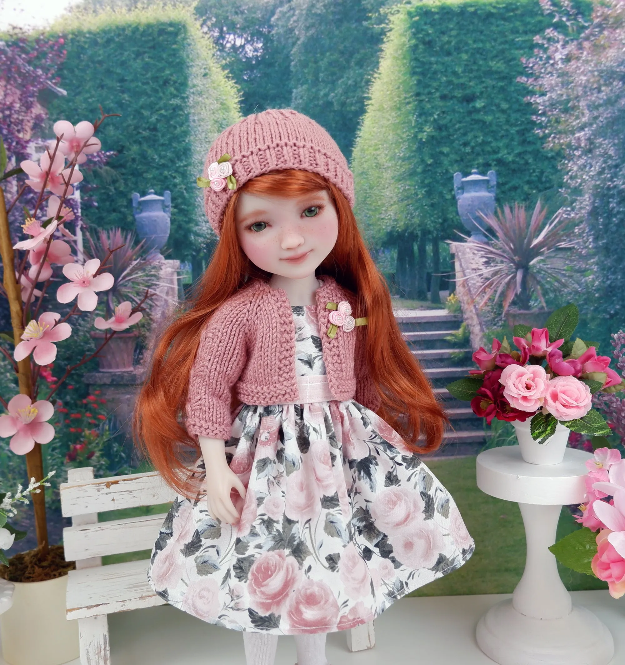 Rose Blush - dress and sweater set with shoes for Ruby Red Fashion Friends doll