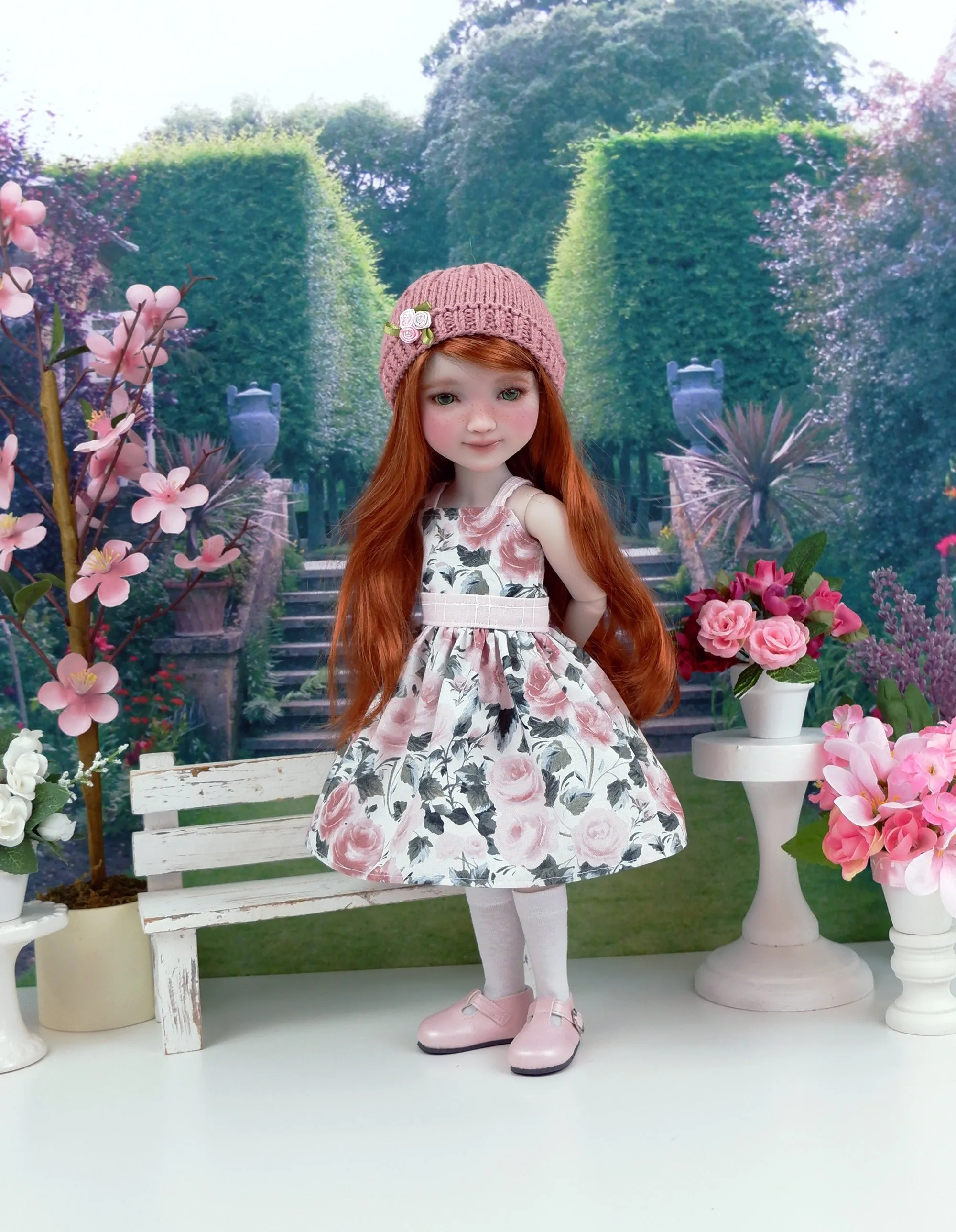 Rose Blush - dress and sweater set with shoes for Ruby Red Fashion Friends doll