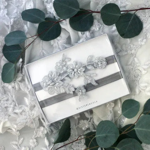 Silver Non-Slip Wedding Garter - The Gwen