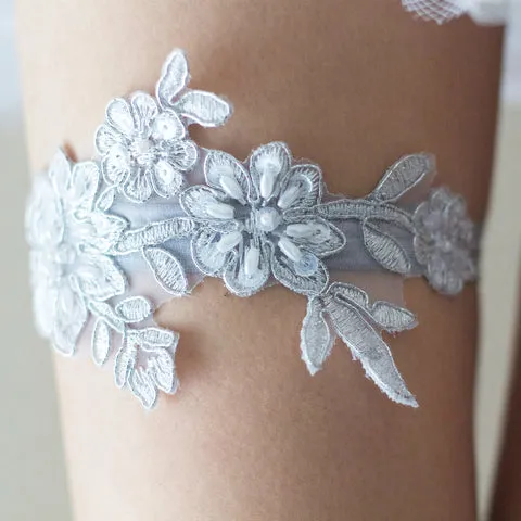 Silver Non-Slip Wedding Garter - The Gwen